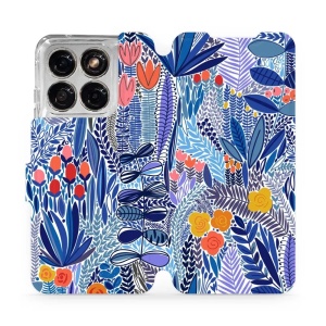 Flip pouzdro na mobil Motorola Edge 70 Fusion - Mobiwear MP03P, modrá květena