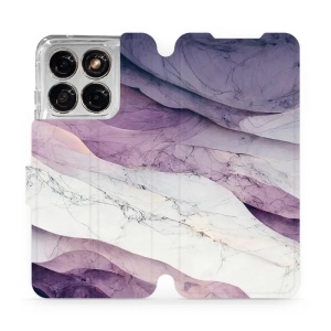 Flip pouzdro na mobil Motorola Edge 70 Fusion - Mobiwear VP31S, bílý a fialový mramor