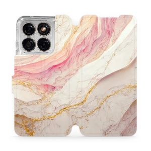 Flip pouzdro na mobil Motorola Edge 70 Fusion - Mobiwear VP32S, růžový a zlatavý mramor