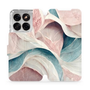 Flip pouzdro na mobil Motorola Edge 70 Fusion - Mobiwear VP33S, růžový a zelenkavý mramor