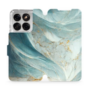 Flip pouzdro na mobil Motorola Edge 70 Fusion - Mobiwear VP34S, zelenkavý a zlatavý mramor