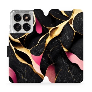 Flip pouzdro na mobil Motorola Edge 70 Fusion - Mobiwear VP35S, černý a zlatavý mramor