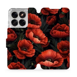 Flip pouzdro na mobil Motorola Edge 70 Fusion - Mobiwear VP45S, temné červené květy