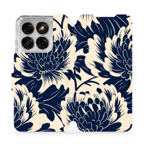 Flip pouzdro na mobil Motorola Edge 70 Fusion - Mobiwear VA40S, modré a béžové květy