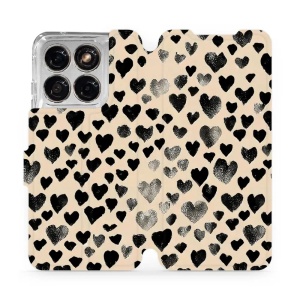 Flip pouzdro na mobil Motorola Edge 70 Fusion - Mobiwear VA51S, černá srdíčka