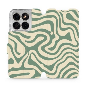 Flip pouzdro na mobil Motorola Edge 70 Fusion - Mobiwear VA57S, zelené a béžové zkrouceniny