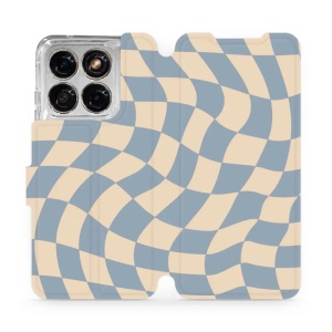 Flip pouzdro na mobil Motorola Edge 70 Fusion - Mobiwear VA59S, modrá a béžová šachovnice