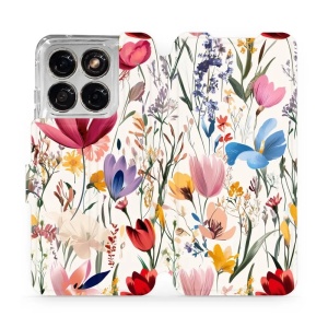 Flip pouzdro Mobiwear na Motorola Edge 70 Fusion, motiv loučka s lučními květinami