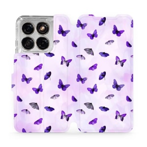 Flip pouzdro na mobil Motorola Edge 70 Fusion - Mobiwear VP76S, fialoví motýlci