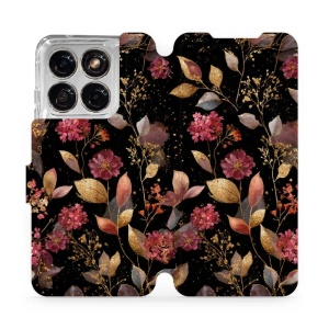 Flip pouzdro na mobil Motorola Edge 70 Fusion - Mobiwear V171S, zlatavé lístky a květy