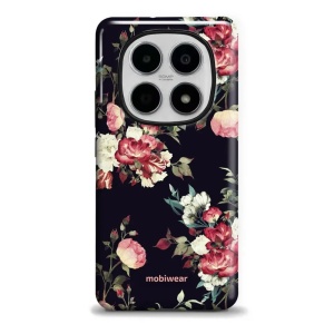 Odolný kryt na mobil Xiaomi Redmi Note 15 5G - Mobiwear Elite Pro ED11E, růže na černé