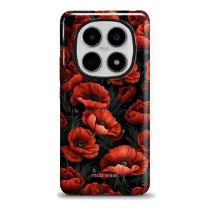 Odolný kryt na mobil Xiaomi Redmi Note 15 5G - Mobiwear Elite Pro EP45E, temné červené květy