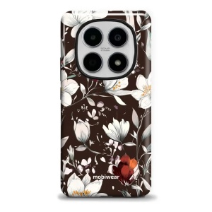 Odolný kryt na mobil Xiaomi Redmi Note 15 5G - Mobiwear Elite Pro EP72E, květy na hnědé