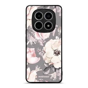 Lesklý kryt na mobil Xiaomi Redmi Note 15 4G - Mobiwear Glossy G034G, květy na šedém pozadí