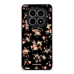 Lesklý kryt na mobil Xiaomi Redmi Note 15 4G - Mobiwear Glossy G039G, květy na černé