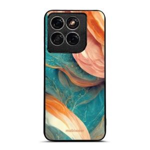 Lesklý kryt na mobil Motorola Edge 70 Fusion - Mobiwear Glossy G025G, azurový a oranžový mramor