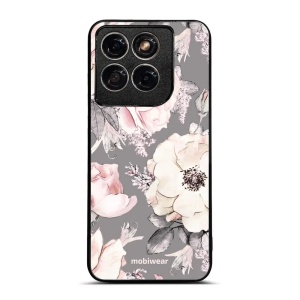 Lesklý kryt na mobil Motorola Edge 70 Fusion - Mobiwear Glossy G034G, květy na šedém pozadí