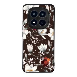 Lesklý kryt na mobil Xiaomi Redmi Note 15 Pro 4G - Mobiwear Glossy GP72G, květy na hnědé