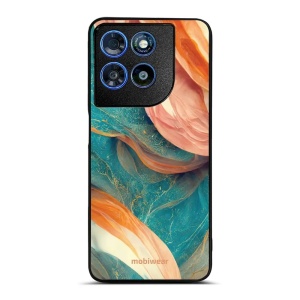 Lesklý kryt na mobil Motorola Moto G57 Power - Mobiwear Glossy G025G, azurový a oranžový mramor