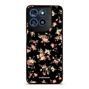 Lesklý kryt na mobil Motorola Moto G57 Power - Mobiwear Glossy G039G, květy na černé