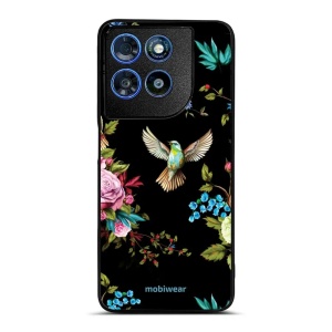 Lesklý kryt na mobil Motorola Moto G57 Power - Mobiwear Glossy G041G, ptáček a květy