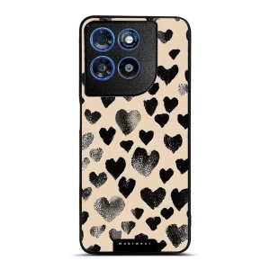 Lesklý kryt na mobil Motorola Moto G57 Power - Mobiwear Glossy GA51G, černá srdíčka