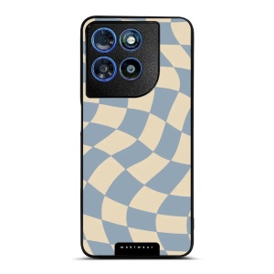 Lesklý kryt na mobil Motorola Moto G57 Power - Mobiwear Glossy GA59G, modrá a béžová šachovnice