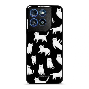 Lesklý kryt na mobil Motorola Moto G57 Power - Mobiwear Glossy G163G, bílé kočičky