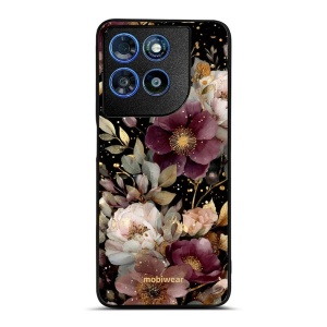 Lesklý kryt na mobil Motorola Moto G57 Power - Mobiwear Glossy G169G, zlatavé kvítky