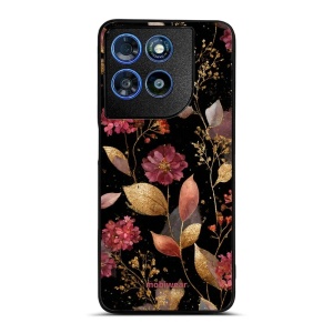 Lesklý kryt na mobil Motorola Moto G57 Power - Mobiwear Glossy G171G, zlatavé lístky a květy