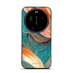 Lesklý kryt na mobil Xiaomi 17 Ultra - Mobiwear Glossy G025G, azurový a oranžový mramor