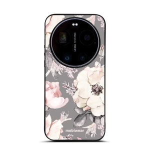 Lesklý kryt na mobil Xiaomi 17 Ultra - Mobiwear Glossy G034G, květy na šedém pozadí