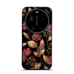 Lesklý kryt na mobil Xiaomi 17 Ultra - Mobiwear Glossy G171G, zlatavé lístky a květy