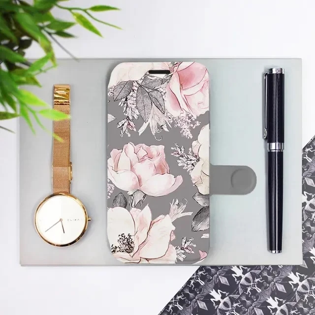 Flipové pouzdro Mobiwear - Xiaomi Redmi Note 13 Pro Plus 5G - MX06S Květy na šedém pozadí