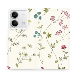 Flipové pouzdro Mobiwear - Xiaomi Redmi Note 13 5G - MD03S Tenké rostlinky s květy - VÝPRODEJ, MALINKÁ VADA