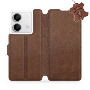 Kožené flip pouzdro Mobiwear - Xiaomi Redmi Note 13 5G - Hnědé
