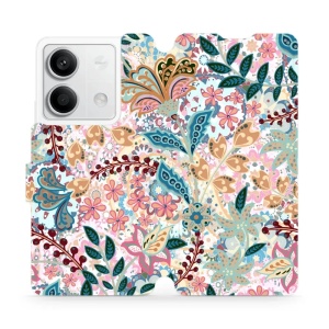 Flipové pouzdro Mobiwear - Xiaomi Redmi Note 13 5G - MX04S Spletité kvítky a listy
