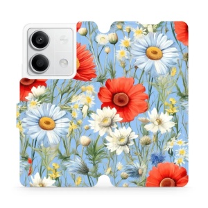 Flipové pouzdro Mobiwear - Xiaomi Redmi Note 13 5G - VP44S Červené a bílé květy