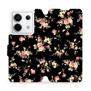 Flipové pouzdro Mobiwear - Xiaomi Redmi Note 13 Pro 5G / Poco X6 5G - VD02S Květy na černé