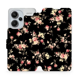 Flipové pouzdro Mobiwear - Xiaomi Redmi Note 13 Pro Plus 5G - VD02S Květy na černé
