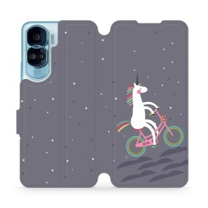 Knížkové flip pouzdro Mobiwear - Honor 90 Lite 5G  - V024P Jednorožec na kole - VÝPRODEJ