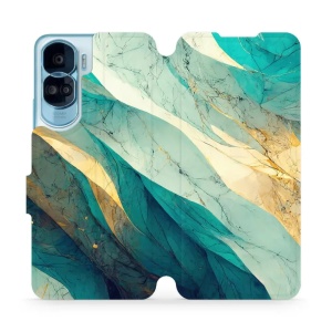 Flipové pouzdro Mobiwear - Honor 90 Lite 5G - VP37S Zlatavý a zelenkavý mramor