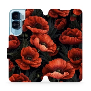 Flipové pouzdro Mobiwear - Honor 90 Lite 5G - VP45S Temné červené květy