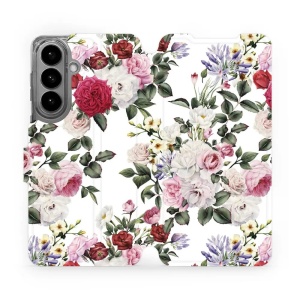 Flip pouzdro Mobiwear na mobil Samsung Galaxy S26 Plus - MD01S, růže na bílé