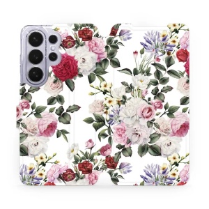 Flip pouzdro Mobiwear na mobil Samsung Galaxy S26 Ultra - MD01S, růže na bílé