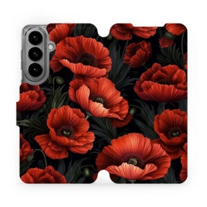 Flip pouzdro Mobiwear na mobil Samsung Galaxy S26 Plus - VP45S, temné červené květy