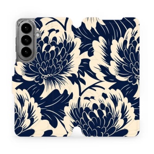 Flip pouzdro Mobiwear na mobil Samsung Galaxy S26 Plus - VA40S, modré a béžové květy