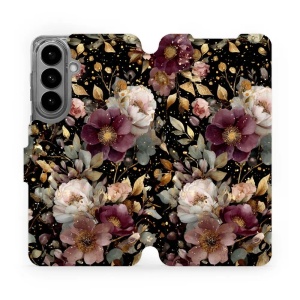 Flip pouzdro Mobiwear na mobil Samsung Galaxy S26 Plus - V169S, zlatavé kvítky