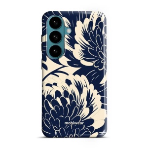 Odolný kryt na mobil Samsung Galaxy S26 - Mobiwear Elite Pro EA40E, modré a béžové květy
