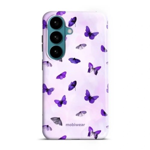 Odolný kryt na mobil Samsung Galaxy S26 - Mobiwear Elite Pro EP77E, fialoví motýlci